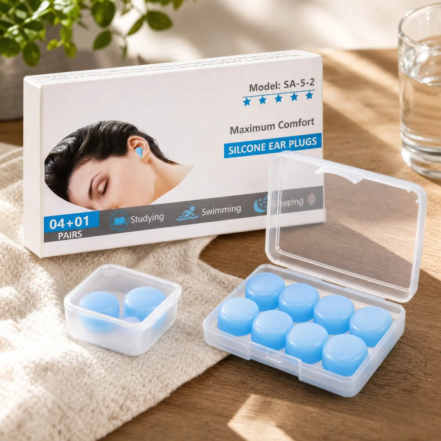Reusable Silicone Ear Plugs – Waterproof Noise Cancelling Earplugs for Sleeping, Swimming, Mowing, Airplanes & Concerts
