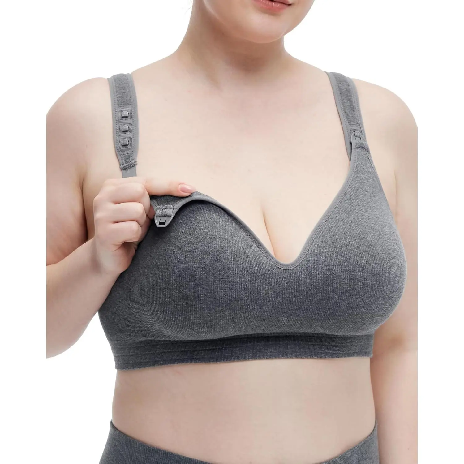 Women's Busty Cotton Wirefree Maternity Nursing Bra - Full Coverage, Adjustable, Padded Cups, Solid, Prop 65 Safe Fixed Fit