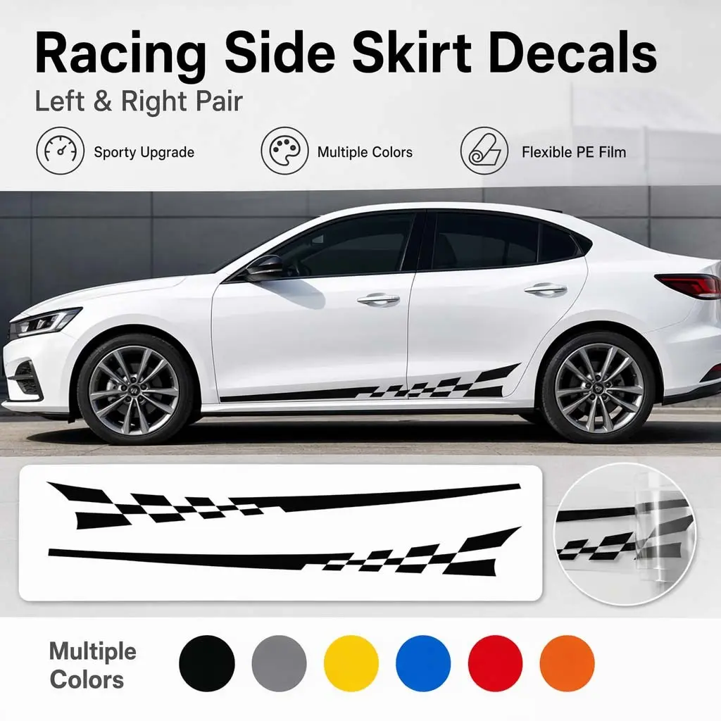 2pcs Car Body Door Waistline Stickers, Side Skirt Stripe Decals, Vehicle Decoration, Elegant Car Accessories, Automotive Vinyl Stickers, Vehicle Exterior Decoration