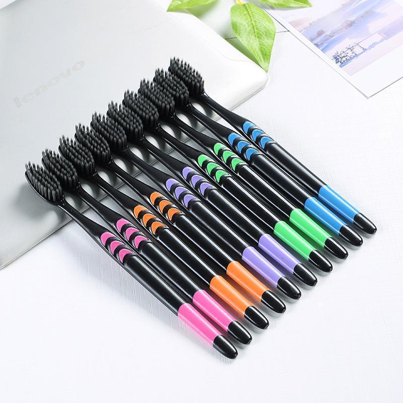 Mixed Color Toothbrushes, 10pcs Deep Cleaning Charcoal Toothbrush Set for Adults, Oral Care Product, Toothbrush Kit