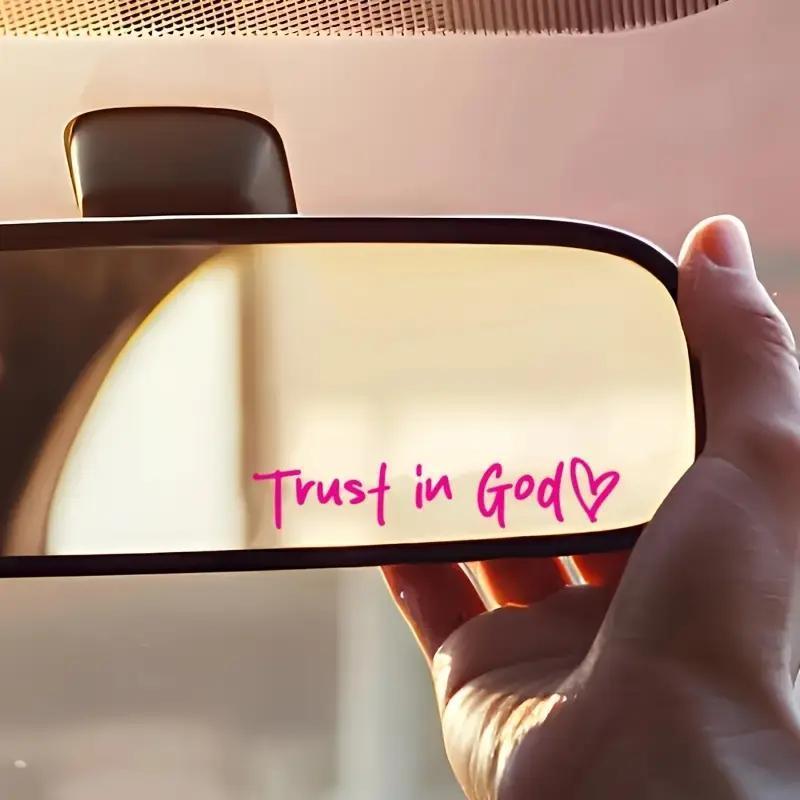 6PCS(Black+White+Pink) |    Trust In God Car Rearview Mirror Sticker |      Inspirational Vinyl Decal Ideal Christian Gift for Auto Accessories.