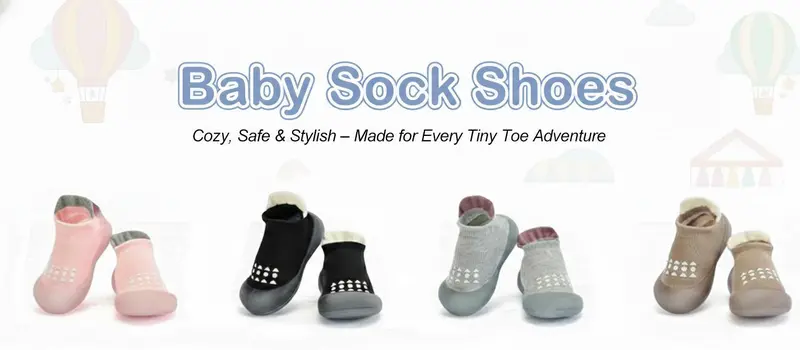 Baby Sock Cotton Shoes for 6-24 Months Prewalker Toddler Boys Girls - Non-Slip Infant Slippers, Soft Rubber Sole, Memory Foam, Breathable, Lightweight, Sweat-Wicking, Reinforced Toe Baby Items (Pink, Black, Gray, Brown)