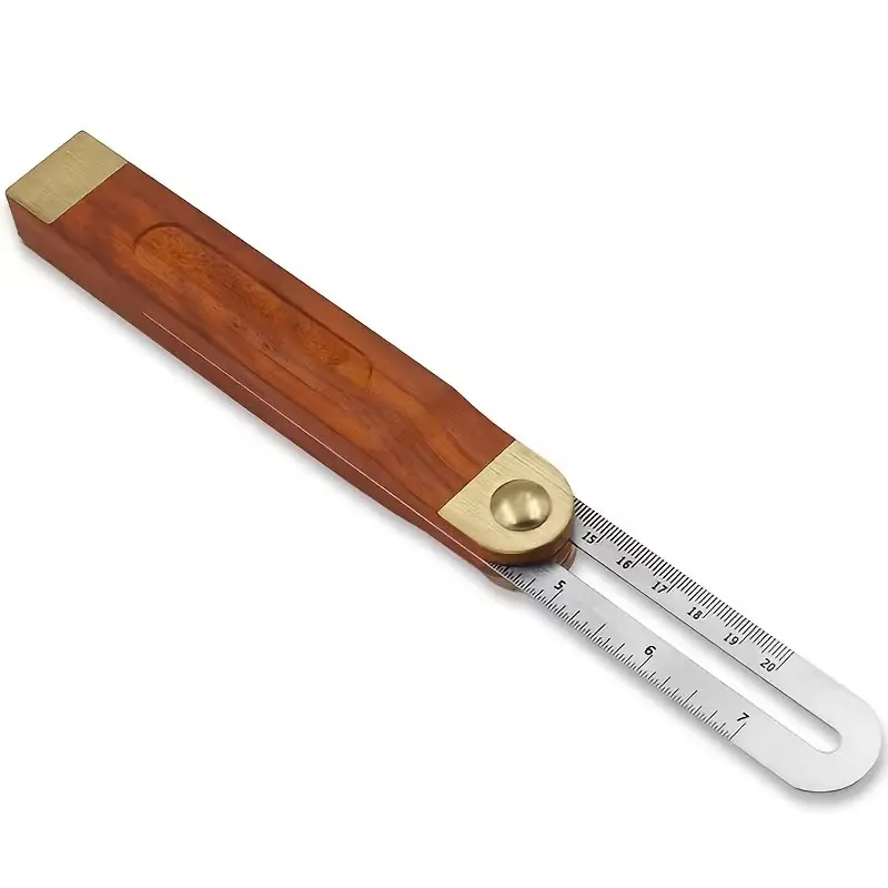 1pc 9-Inch Adjustable Angle Ruler, Wooden Handle Triangle Sliding T-Type Protractor, Measurement Tool for Woodworking