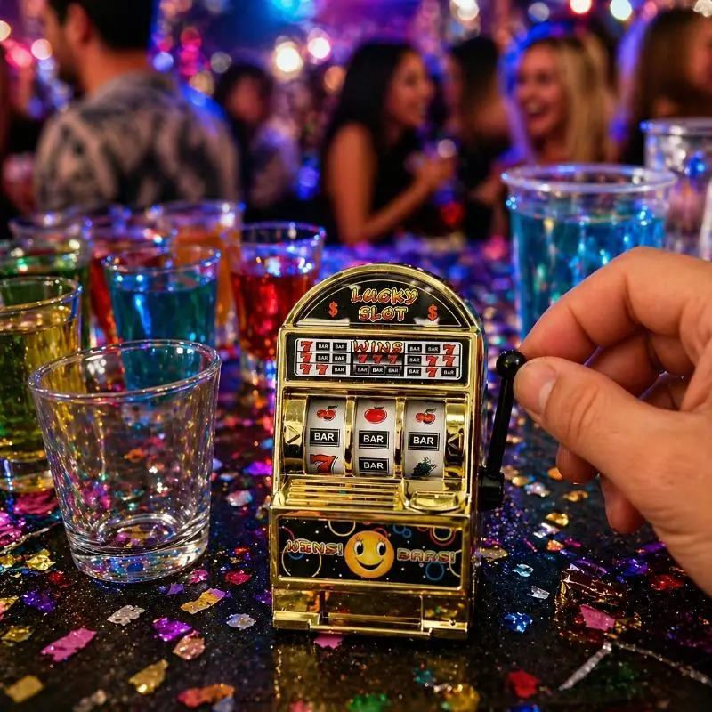 Essential for Any Gathering! One-Armed Bandit Drinking Game Device - Pull The Lever for Thrilling Penalty Challenges