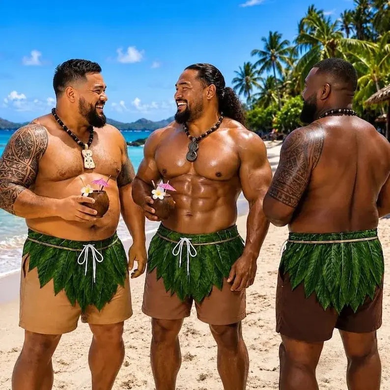 Custom Funny Hula Skirt Swim Trunks, Tropical Leaf Novelty Beach Shorts, Luau Party Swimwear, Gag Gift For Men, Funny Gift For Boyfirend# Boyfirend GIfts# Funny Trunks