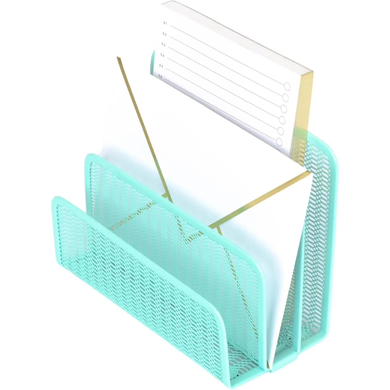 Metal Mesh Letter Sorter for Desk| Modern Desk Organizer | Space-Saving Vertical Mail Holder | Office &  Paper Organizer | Outgoing Mail Holder