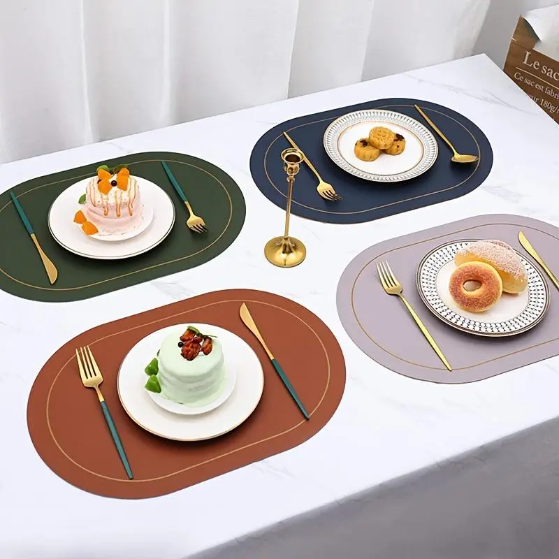 4pcs PU Placemats for Table Non-Slip Insulation Faux Leather Place Mats Set Nordic Style Christmas Coaster Cup Mat