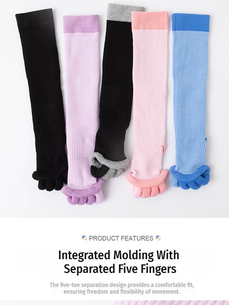 Toe-Separating Yoga Socks - Non-Slip Athletic Socks for Women,#Workout Socks, Pilates Socks & Gym Fitness Socks,Long pressure split-toe socks, anti-slip calf socks