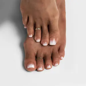 Toe Nails Press On Short, Brown Ombre Press On Toenails Square for Women, Squoval Press on Toe Nails with Glue, Fake Toenails in 16 Sizes- 32 Toenails Kit, Baby Boomer Brown