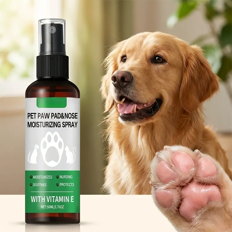 Pet Paw & Foot Care Spray - Fast-acting, long-lasting protection to prevent dry, cracked paws and nose. Suitable for sensitive light brown pets. Easy to use and perfect for running, walking, and hot/cold weather. - A must-have for pet paw and foot care.