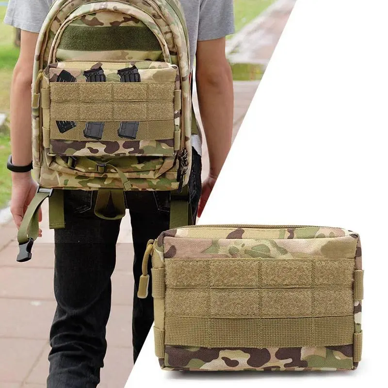 Tactical Nylon Molle Utility Pouch - Compact, Small, and Waterproof EDC Organizer for Outdoor Camping and Hunting, Tactical Grid, Zip Closure, Multi-Use