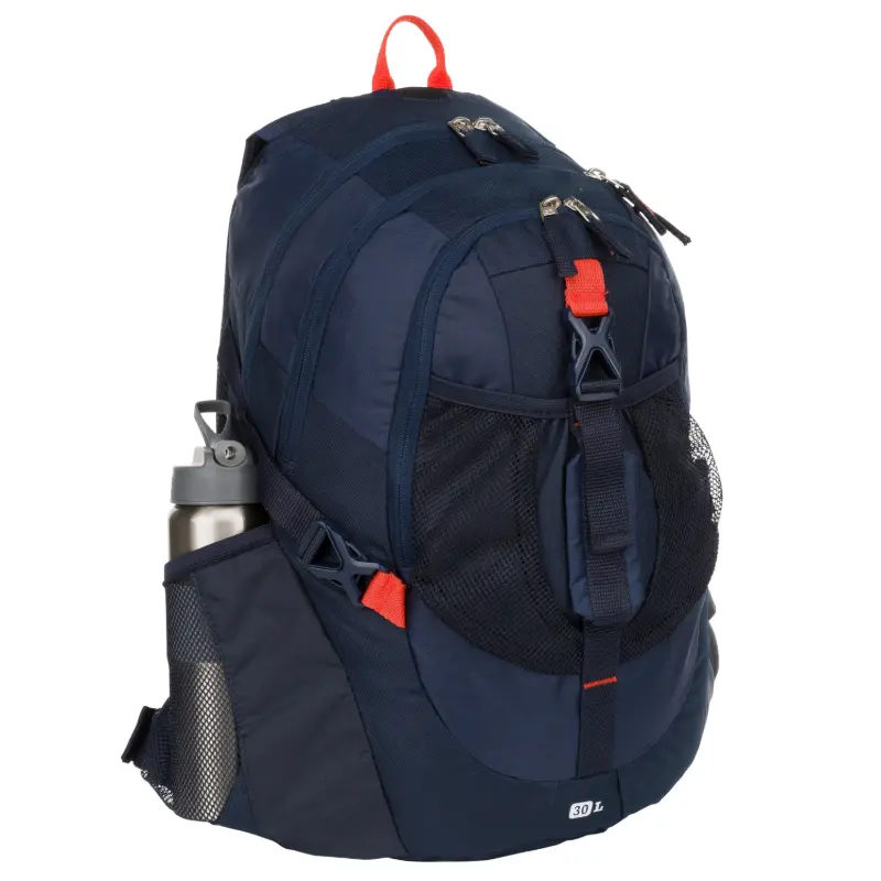 30L Blue Unisex Adult Vortex Backpack, Outdoor Daypack with Water Bottle Included, Lightweight Multipurpose Backpack for Hiking, Camping, Daily Travel & Outdoor Activities
