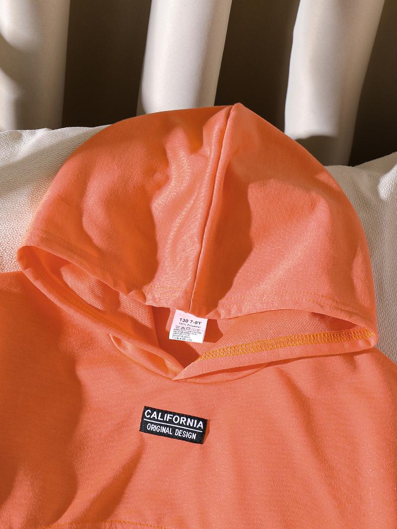 Girl's Letter Patched Crop Hoodie & Shorts & Cami Top Set, Casual Fashion Breathable Sporty Style Outfits for Daily Outdoor Wear, Kids Clothing for Summer, Kids Girls Clothing, Sporty Set, Sports Clothing Set, Sports Clothes