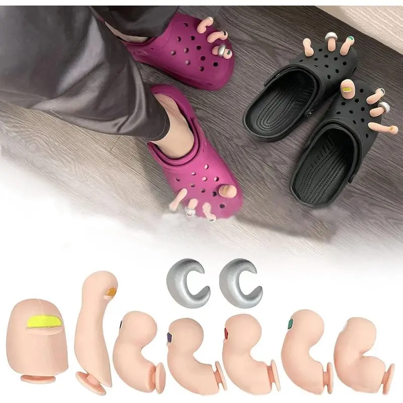 3D Toe Charms for Crocs Clogs Bubble Slides Sandals, 7Pcs Funny Shoe Charms Decoration, Halloween Pins Accessories