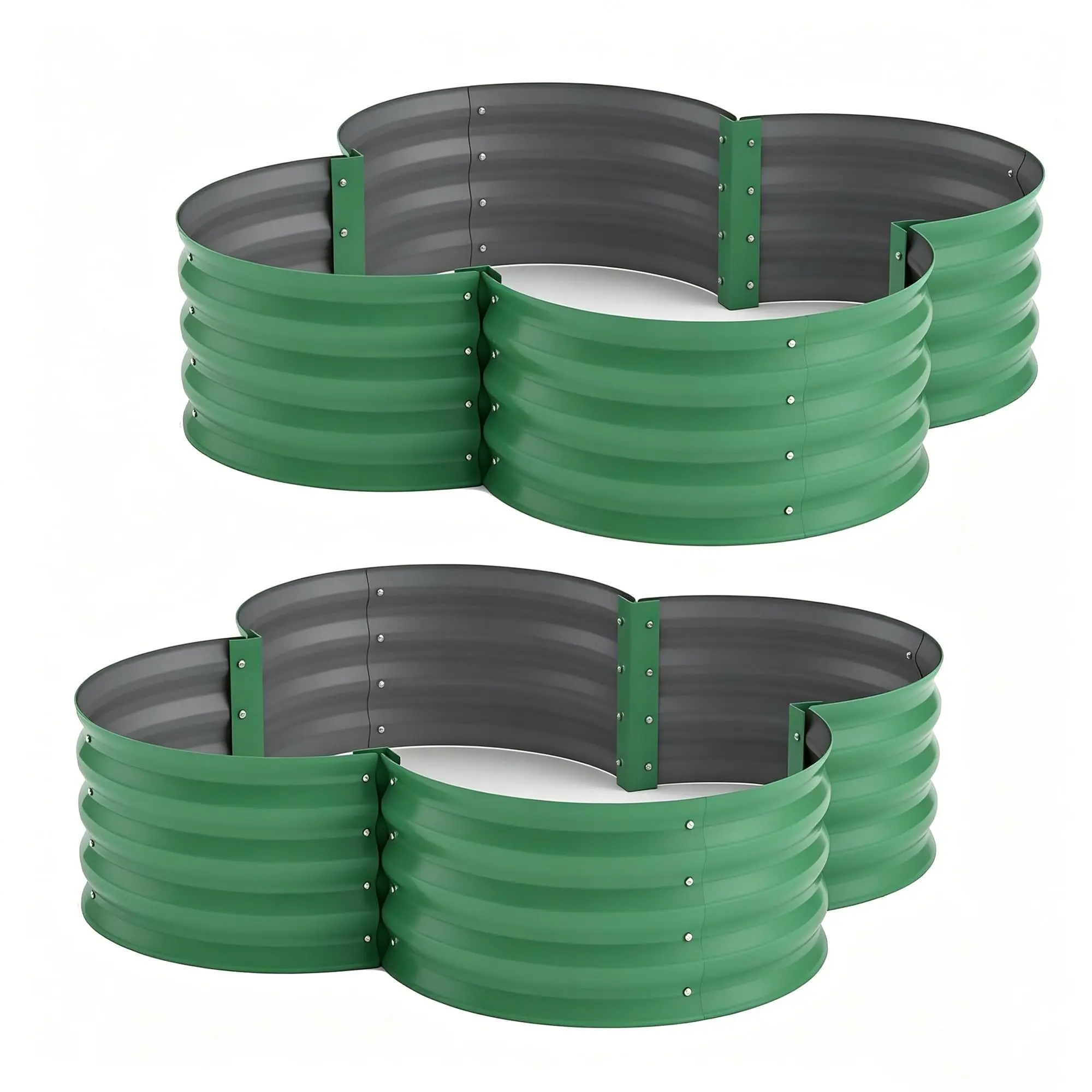 GARVEE 2-Pack Galvanized Steel Raised Garden Beds - 0.6mm Powder-Coated Metal Boxes with Floral Edge, Rust Resistant, Deep 12" for Vegetables, Flowers, Raised Bed