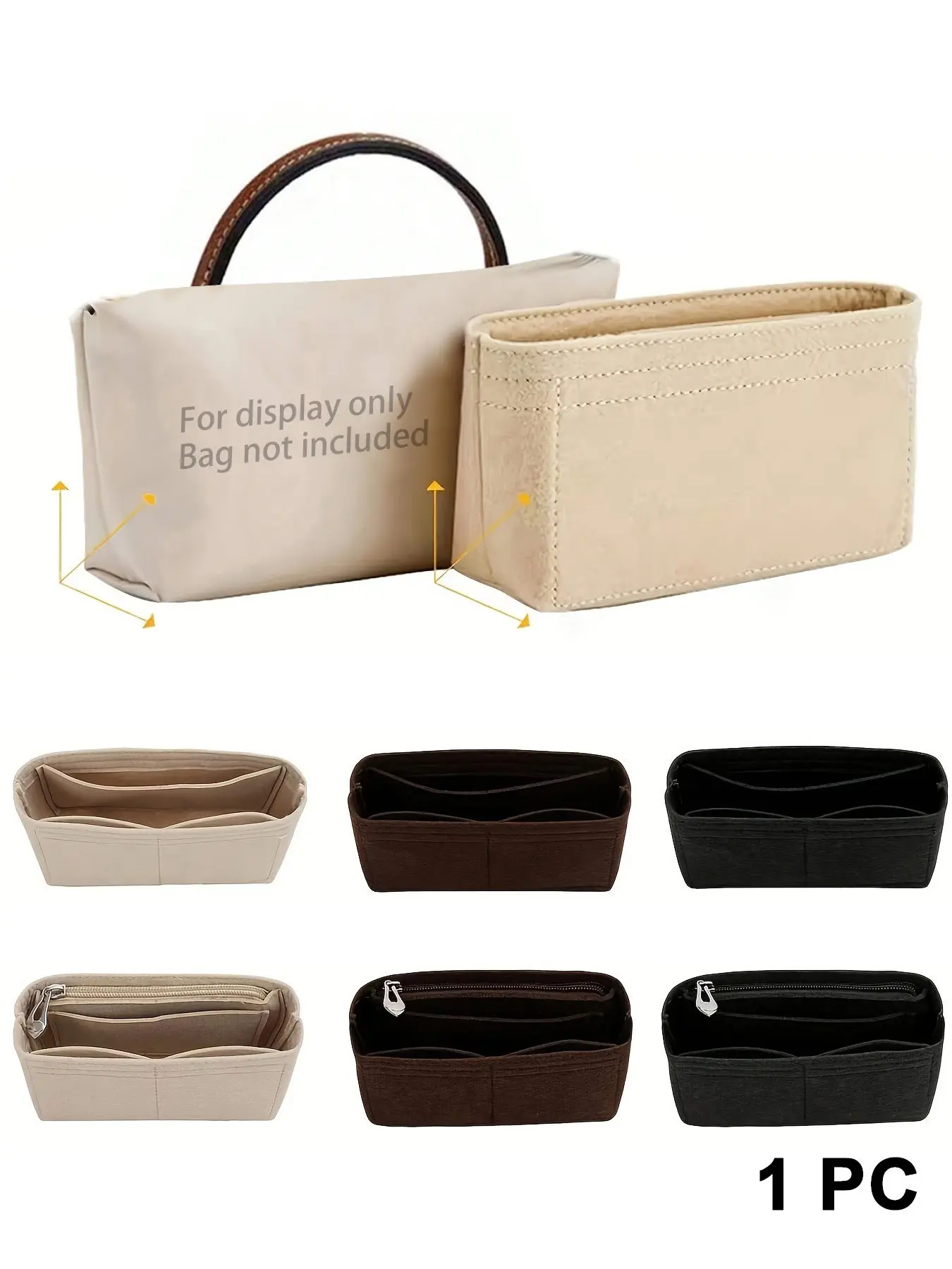 Felt Purse Organizer Insert for Mini Shoulder Bags & Handbags, Multi-Pocket Organizing Pouch Inner Bag Shaper