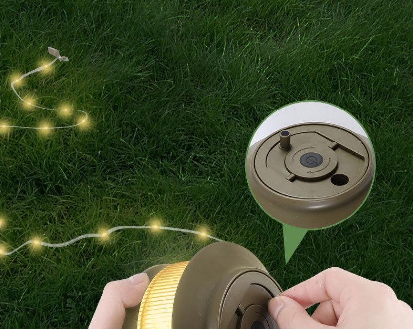 Outdoor Camping String Lights Warm White LED Fairy Lights with Ruler Design Windproof Rope Lantern for Tent Decoration Festival Party Night Lighting