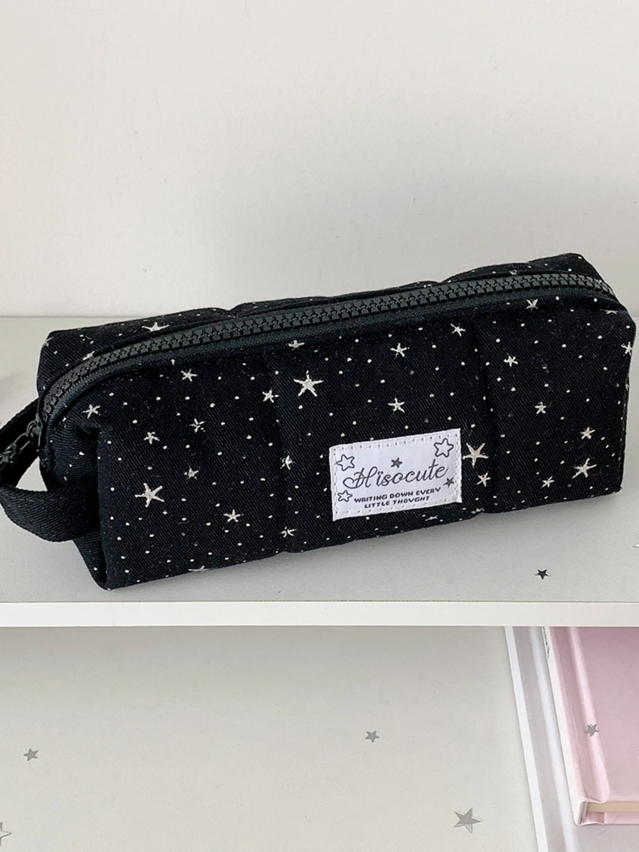 Cartoon Fabric Star Makeup Bag, Student Partitioned Stationery Organizer, Girl's Portable Handbag, Back-To-School Essentials