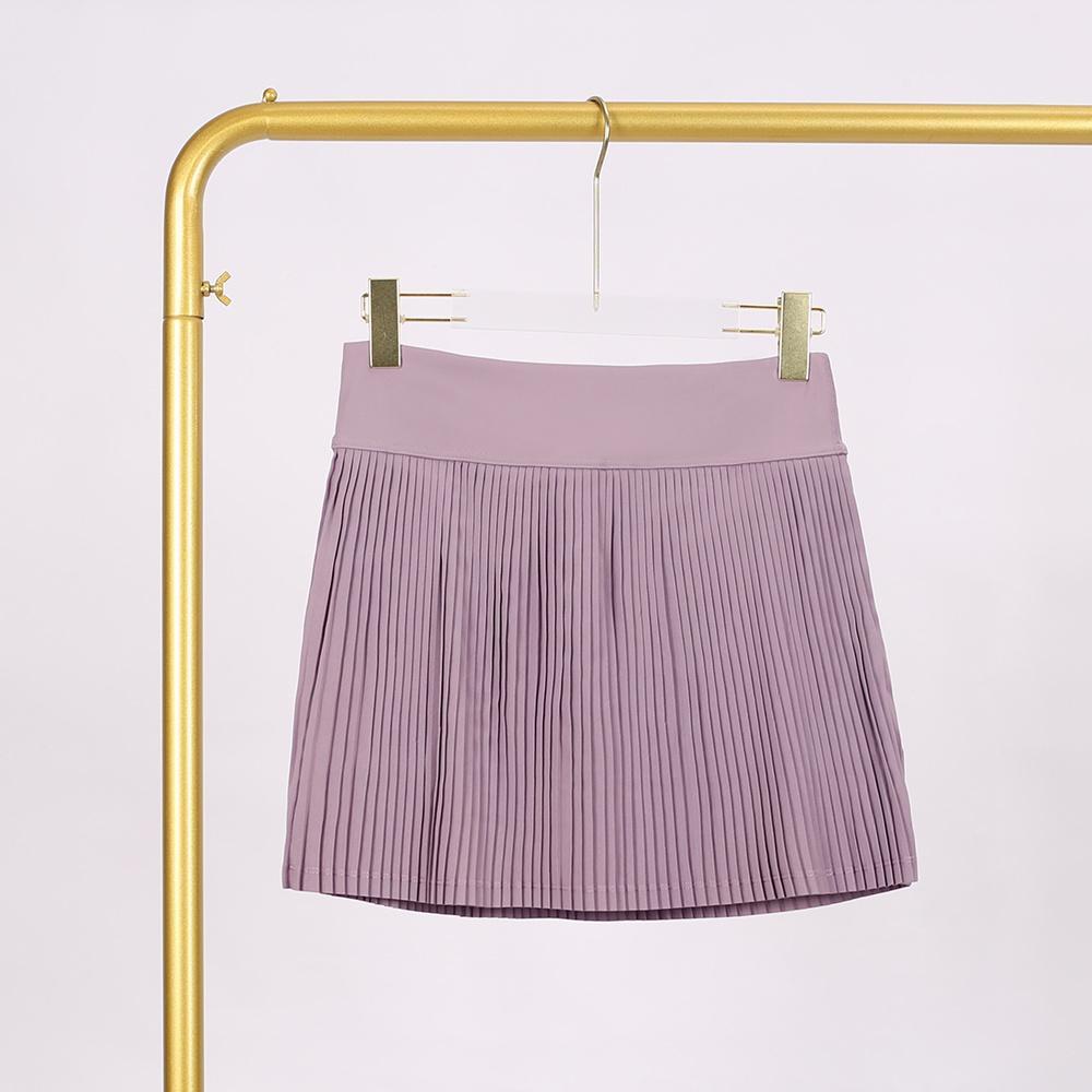 lulu Solid-Color Pleated Skirt with Accordion Pleats, Quick-Dry Fabric, High-Waisted Design, and Pleated Lining