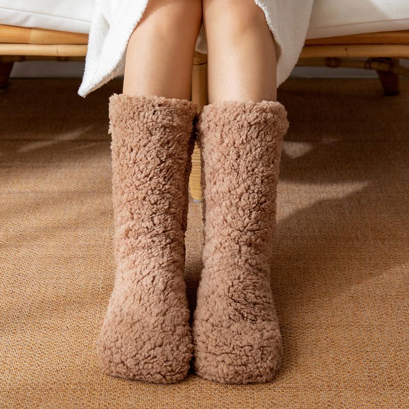 1pair Thickened Winter Woven Thermal Cashmere Floor Socks Solid Color Velvet Carpet Sleep Socks Anti Slip Floor Slipper Sock 1pair Thickened Winter Woven Thermal Cashmere Floor Socks Solid Color Velvet Carpet Sleep Socks Anti Slip Floor Slipper Sock