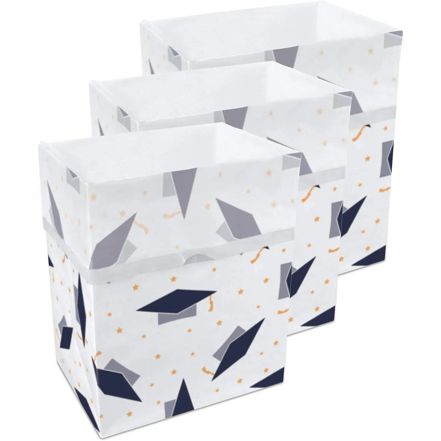 13 Gallon Disposable Pop-Up Trash Cans (3-Pack) with Fitted Bags - Foldable Garbage & Recycling Bins for Parties Events & Kitchen Graduation, 17" H x 13.5" W x 10" D
