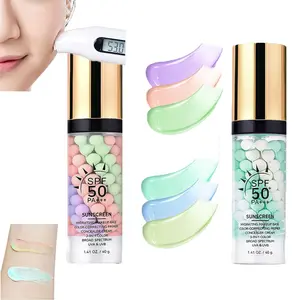 3 In 1 Face Makeup Primer SPF 50, Tinted Moisturizer Sunscreen Isolation Cream, One Step Color Corrector Concealer, Oil Control Long Lasting Smoothing Facial Base Primer for Daily Skin Makeup
