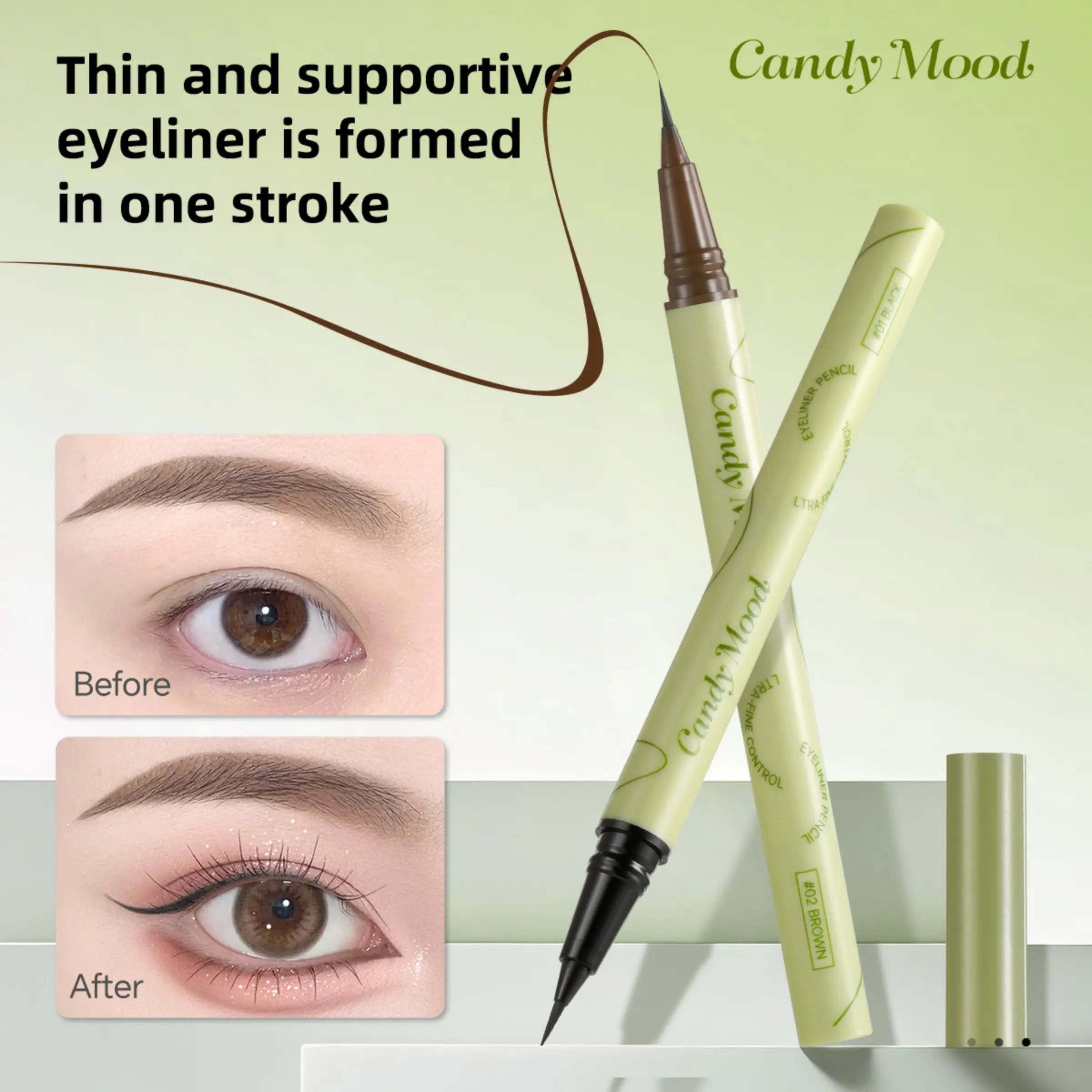 CandyMood Ultra-Fine Eyeliner Pen, 0.01mm Brush Tip, Waterproof Fast-Drying, No Smudging, Perfect for Beginners, Ideal Gift for Eye Makeup Enthusiasts