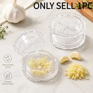 Manual Garlic Twister & Mincer, Compact Garlic Grinder for Garlic, Ginger, Onion, Herbs and Nuts, Clear Kitchen Prep Gadget