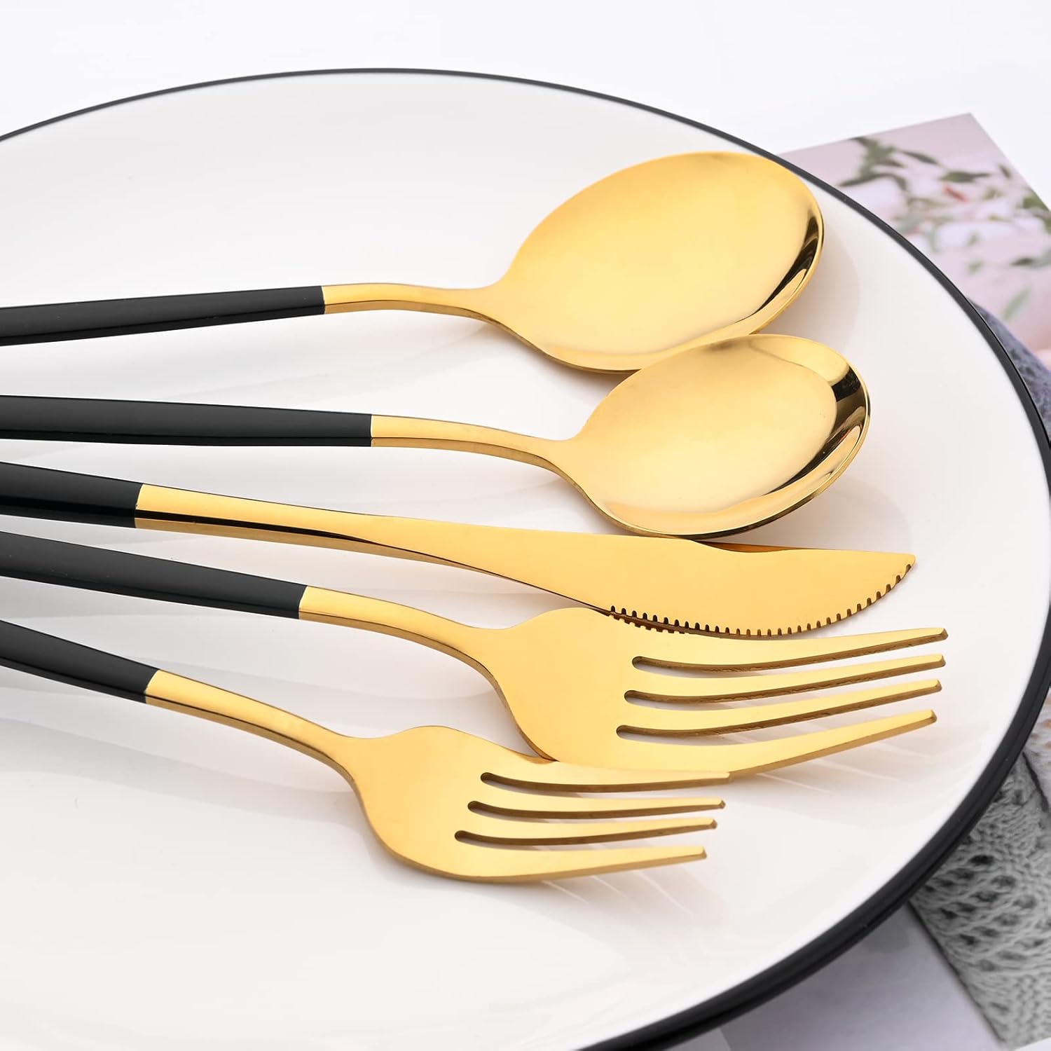 Stainless Steel Cutlery Set, 30pcs/set Including Knife, Fork & Spoon, Dishwasher Safe Tableware Set for Home Kitchen Dining Room