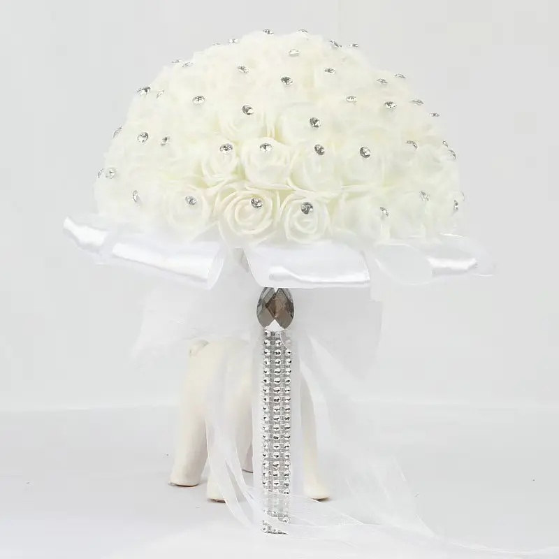 Handmade Artificial Rose Wedding Bouquet, Silk Decorative Floral Arrangement, Perfect for Bridesmaids, Anniversary Gifts, Elegant Home Decor