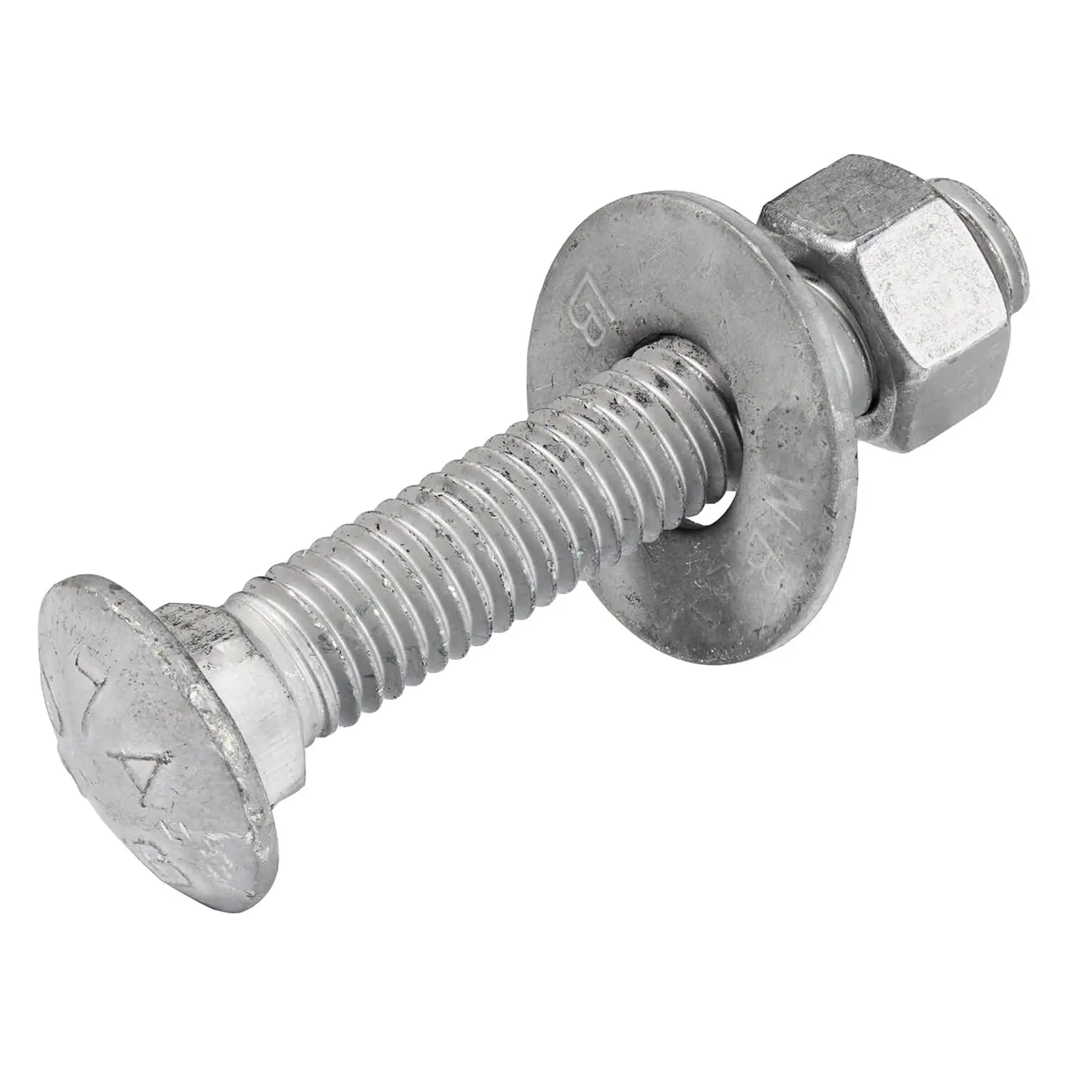 3/8" x 2" (50 Pack) Galvanized Carriage  Kit, Grade 307A, Hot Dip Galvanized for Exterior Use by