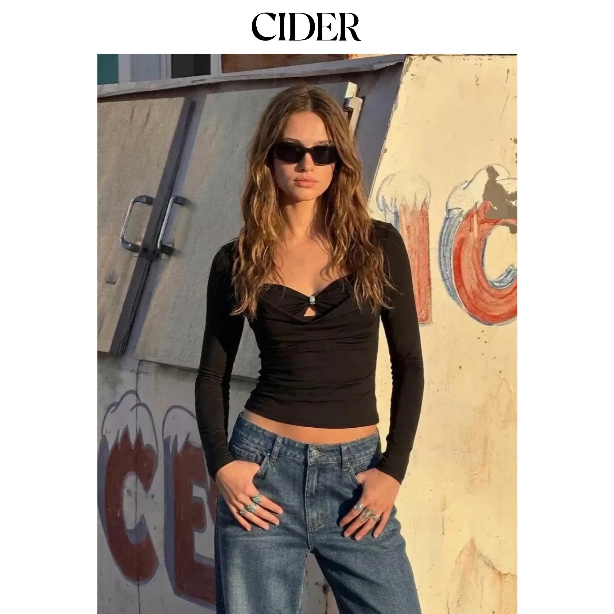 Cider Sweetheart Twist Knotted Long Sleeve Top SummerFinds