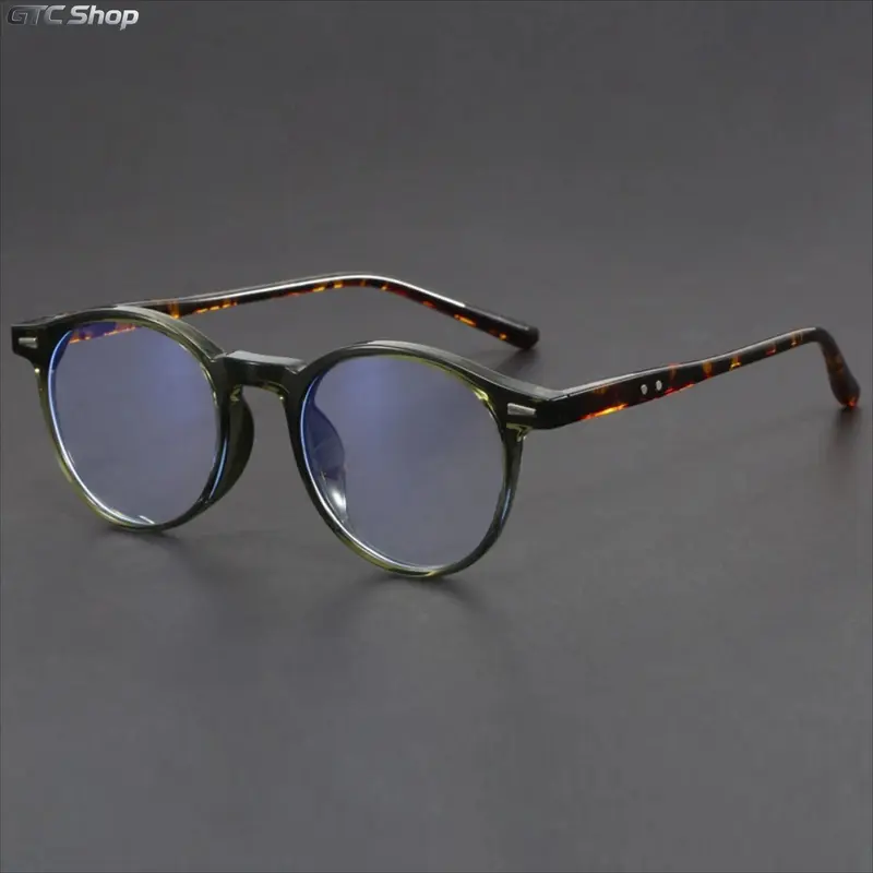Unisex Anti-Bluelight Round Full Rim Reading Glasses - Minimalist Rivet Details, Universal Fit, Casual Sports Eyewear for Adults' Everyday Wear