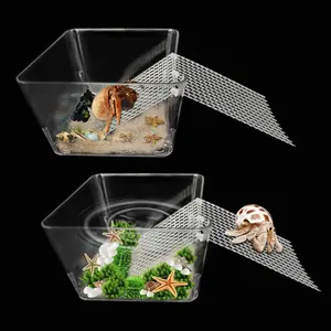 2 Packs Hermit Crab Pool Ideal Hermit Crab Tank Combination with Cuttable Climbing Ramp