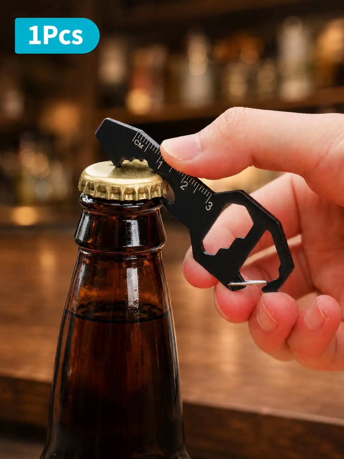 Stainless Steel Keychain Bottle Opener, 6 in 1 Multi Tool, Compact Edc Pocket Gadget, Ideal Gift for Men Women