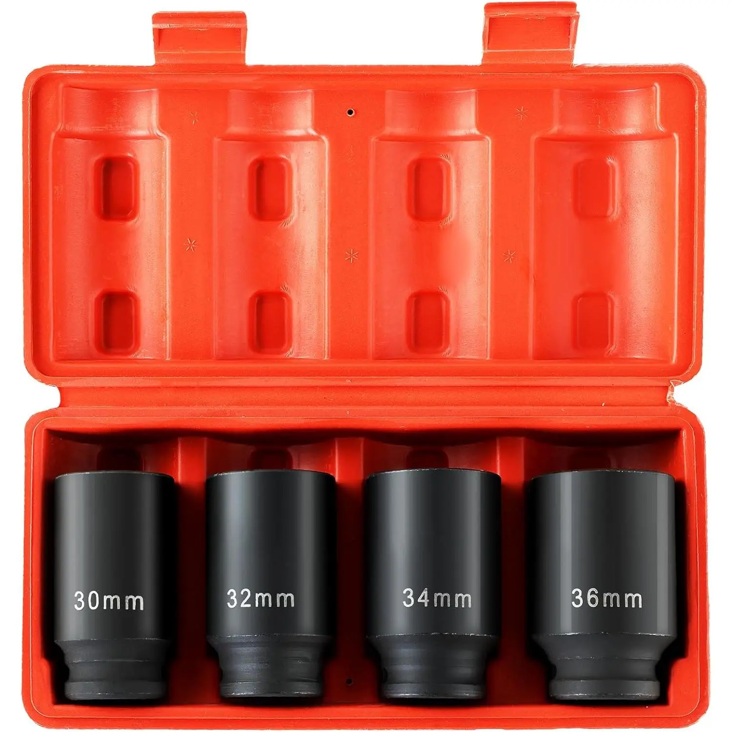 1/2" Drive Deep  Socket Set 4 count | Heavy Duty Drive Deep Spindle Axle Nut  Socket Set 12 Point, Metric 30mm, 32mm, 34mm, 36mm