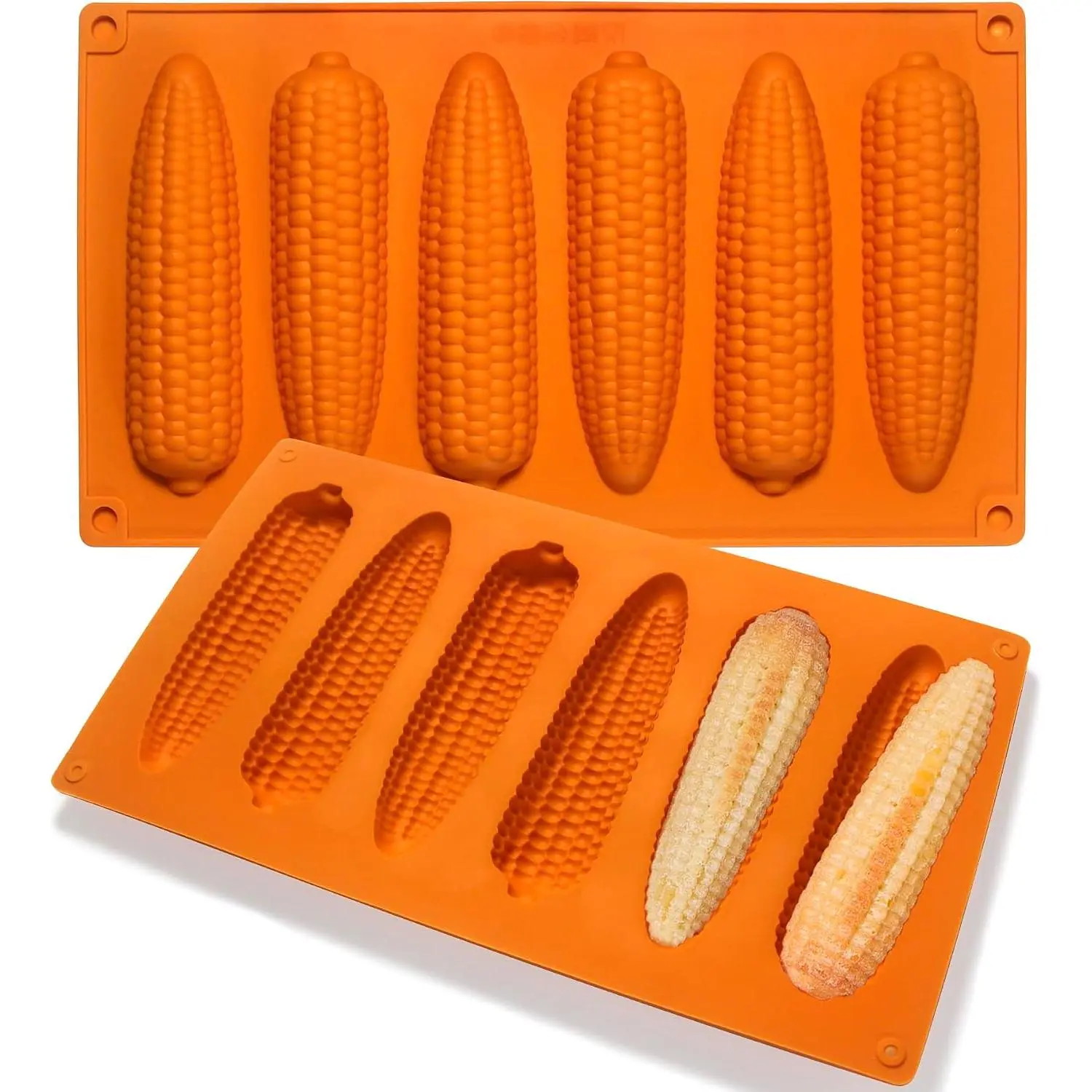 Corn Stick Bread Pan,  Corn Cob Bread Molds for Baking,Cornbread Pan for baking Golden Brown 2Pack