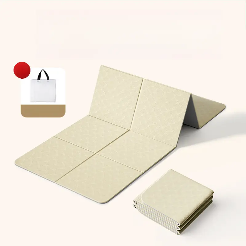 Foldable TPE Yoga Mat Extra Thick Non Slip Exercise Mat Portable Workout Floor Mat for Home Gym Student Nap Kids Rest Travel