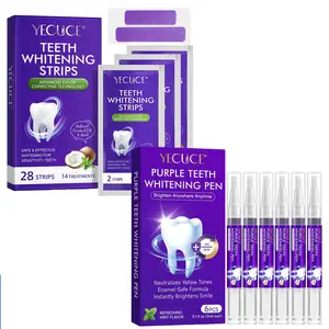 YECUCE Purple Toning Set – Purple Toothpaste 30ml + Purple Teeth Strips. Daily Morning/Night Brushing + Weekly Deep Brightening. Purple Neutralizes Yellow Teeth, Minty Fresh and Gentle. Suitable for Men and Women. Travel-Friendly – Perfect for Home, Offic