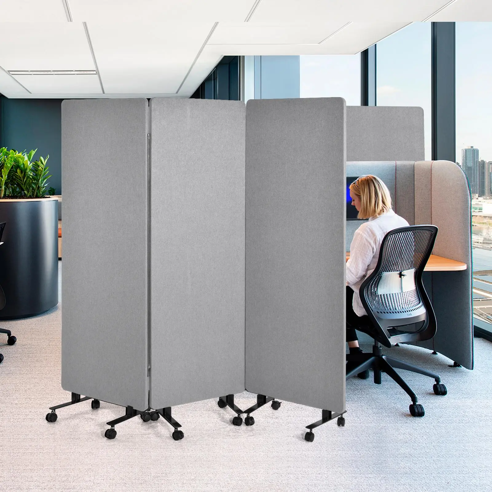 Sound Proof Dividers Wall Divider with Wheels Portable Room Separators Standing Sound Dampening Acoustic Wall Partition for HomePortable Divider for Home Hospital Library Classroom