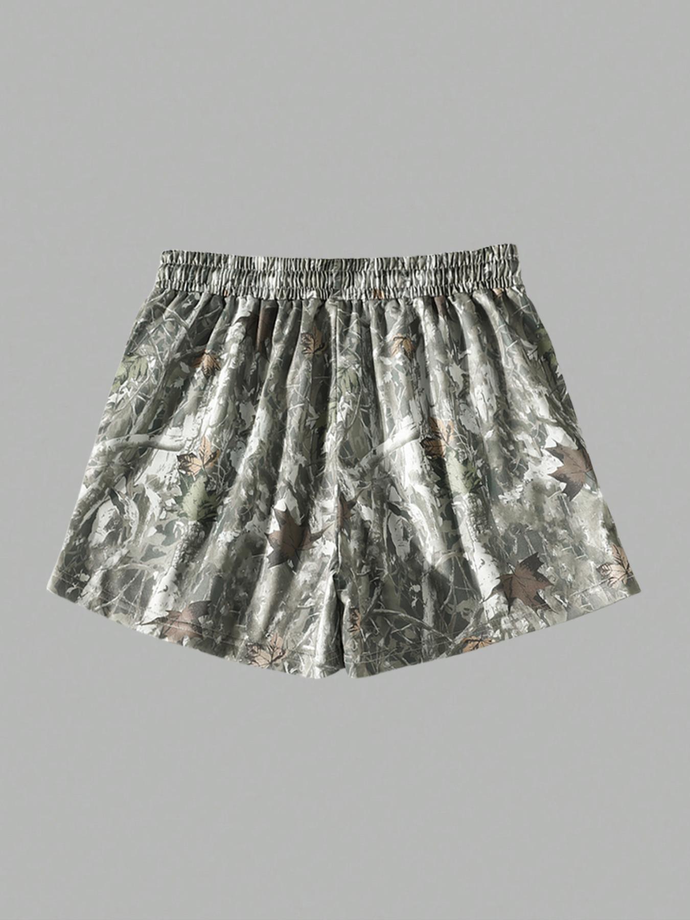 Women's Plain & Camo Print Knitted Shorts, Casual Comfy Breathable Loose Shorts for Summer, Ladies Bottoms for Daily Wear