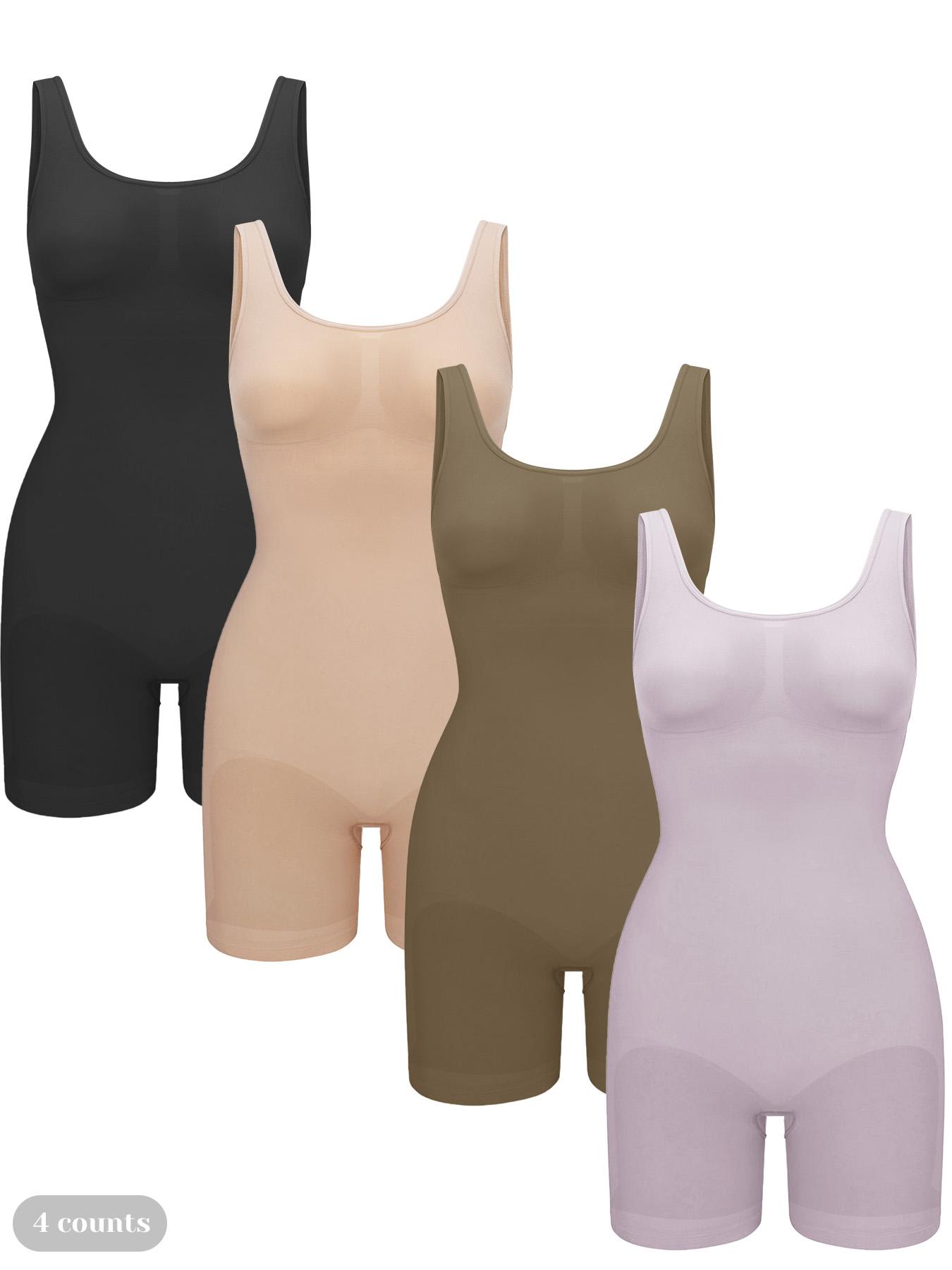 Shorts Bodysuit for Women Black Tummy Control, Body Sculpting Compression, Minimalist Shapewear Seamless Sexy Butt Lifting Workout Bodycon One Piece Short Jumpsuit