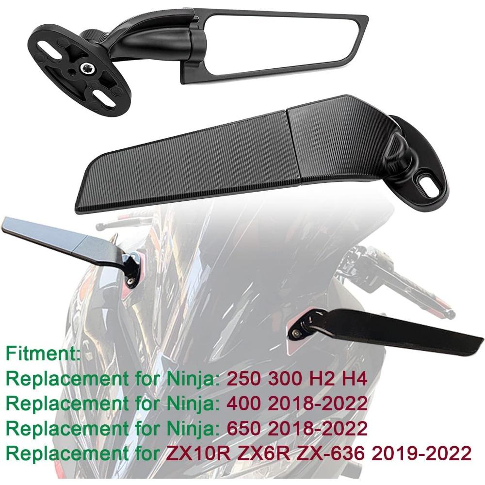 Modified Motorcycle Rearview Mirror,1 Pair Adjustable Rotating Side Mirrors,Wide Viewing Angle Wing Rearview Mirrors For Ninja 300,400,650,ZX6R,CBR1000RR