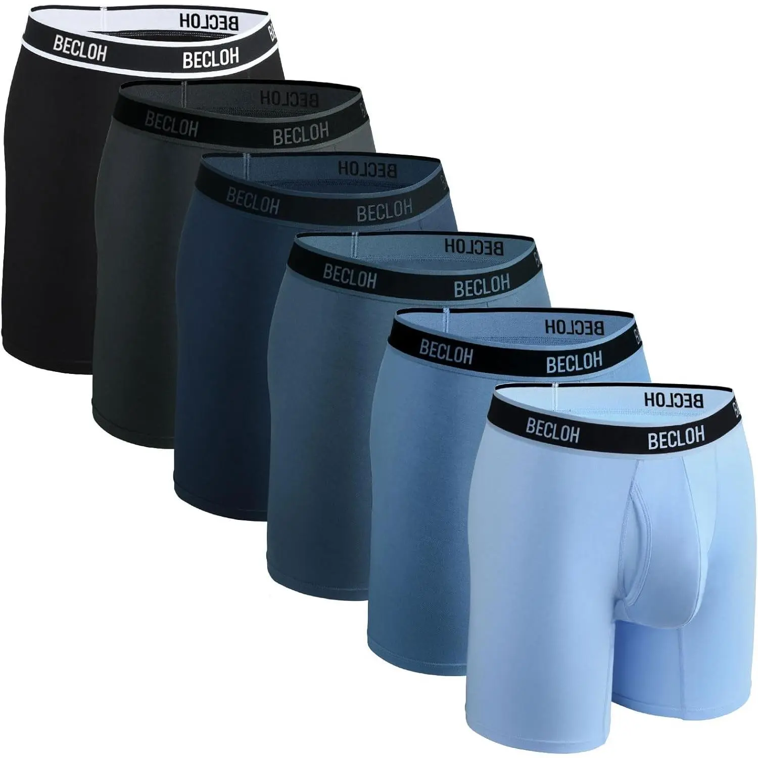 Mens Boxer Shorts Viscose from Bamboo Boxers for Men Breathable Men's Underwear with Fly Boxer Briefs 6 Pack