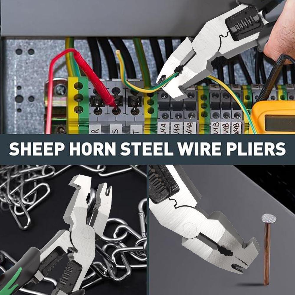 Industrial-Grade Multi-Function Cutting Pliers, Heavy-Duty Multi-Functional Pliers Nail Puller/Wire Cutter/Stripper/Crimper Compound Action Leverage Design Industrial Chromium-Vanadium Steel Plier
