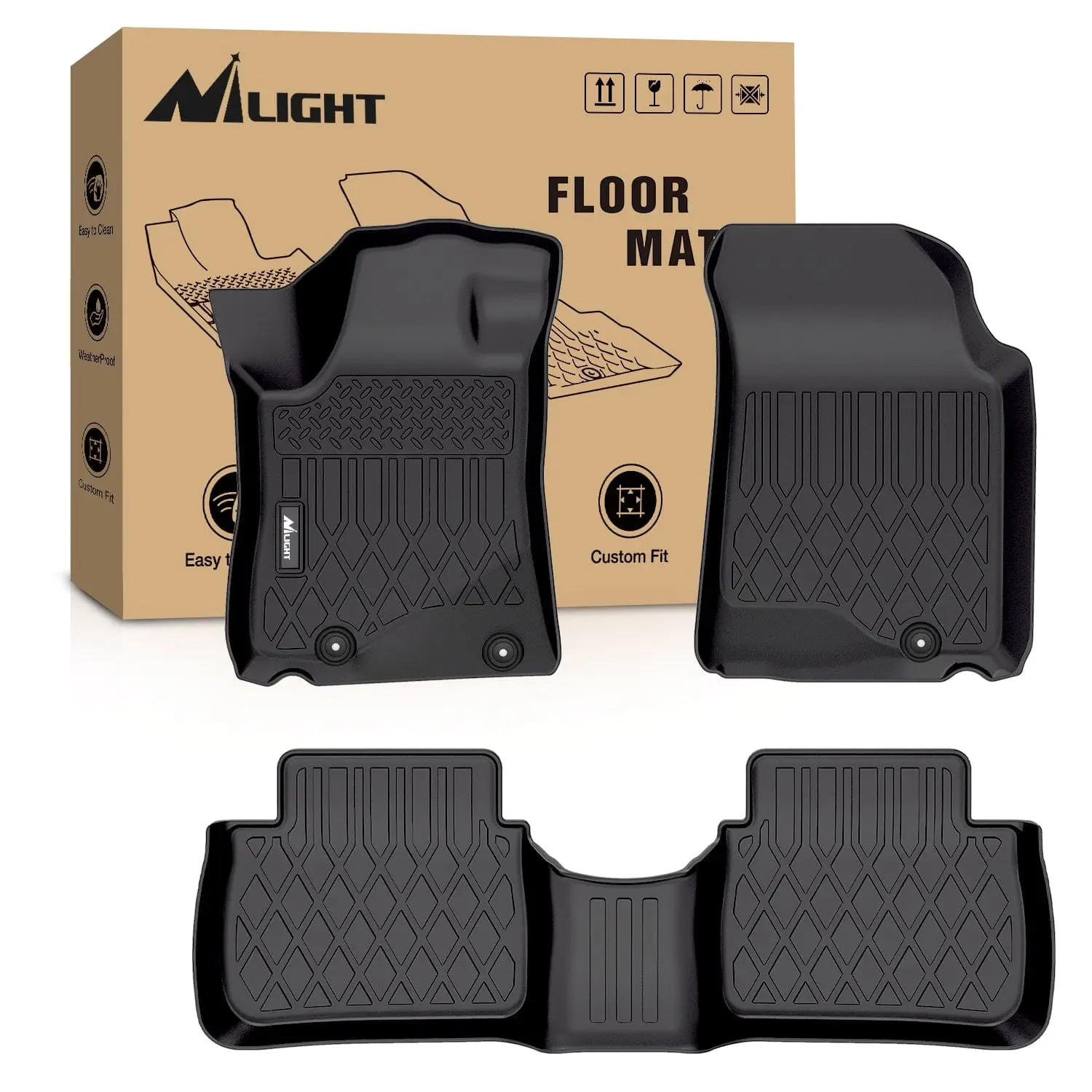 Nilight Made-to-Order High-Quality TPE Automotive Mats for 2013-2020 Nissan Altima, Synthetic, Durable, Harmless, Easy to Clean, Waterproof with Raised Lip & Channels, Car Interior Accessory, Lifetime Service