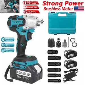 Professional 1/2 Inch Cordless Impact Wrench High Torque Electric Power Tool with Li-ion Battery for Automotive Repair Tire Changing DIY Projects Heavy Duty Industrial