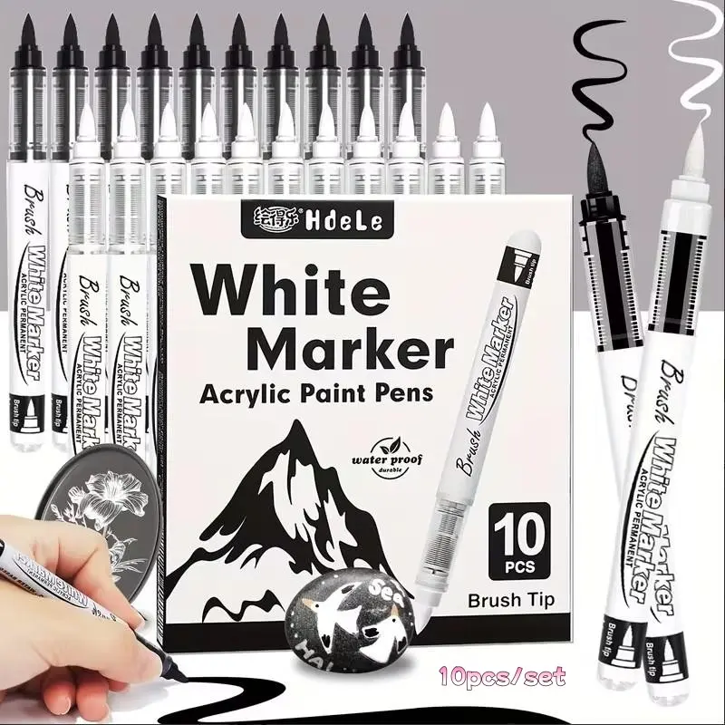 Guangna Acrylic Marker Pen, Art Marker Pens, Direct Ink Control, Dual Brush Tips, Ideal for Christmas Art, Rock Painting, Glass, Canvas, Leather, Ceramics, DIY Crafts
