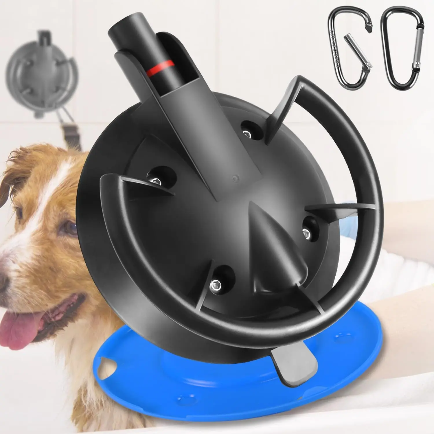 Heavy Duty Dog Bathing Suction Cup for Large Dog Within 110LBS, Pet Dog Cat Bath Holder Suction Cup Anchor for Grooming Bathtub Restraint, for Shower, Bathing, Blowing, Trimming - NO Leash