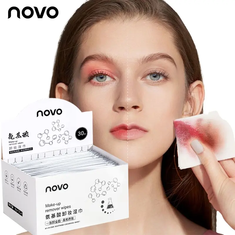 NOVO Full-face 3-in-1 Makeup Wipes, Lazy Remover Style, Universal For Eye Lip Face With Even Cleansing Power, Gentle Soft Texture No Redness, For Makeup Wearers Daily Quick Removal